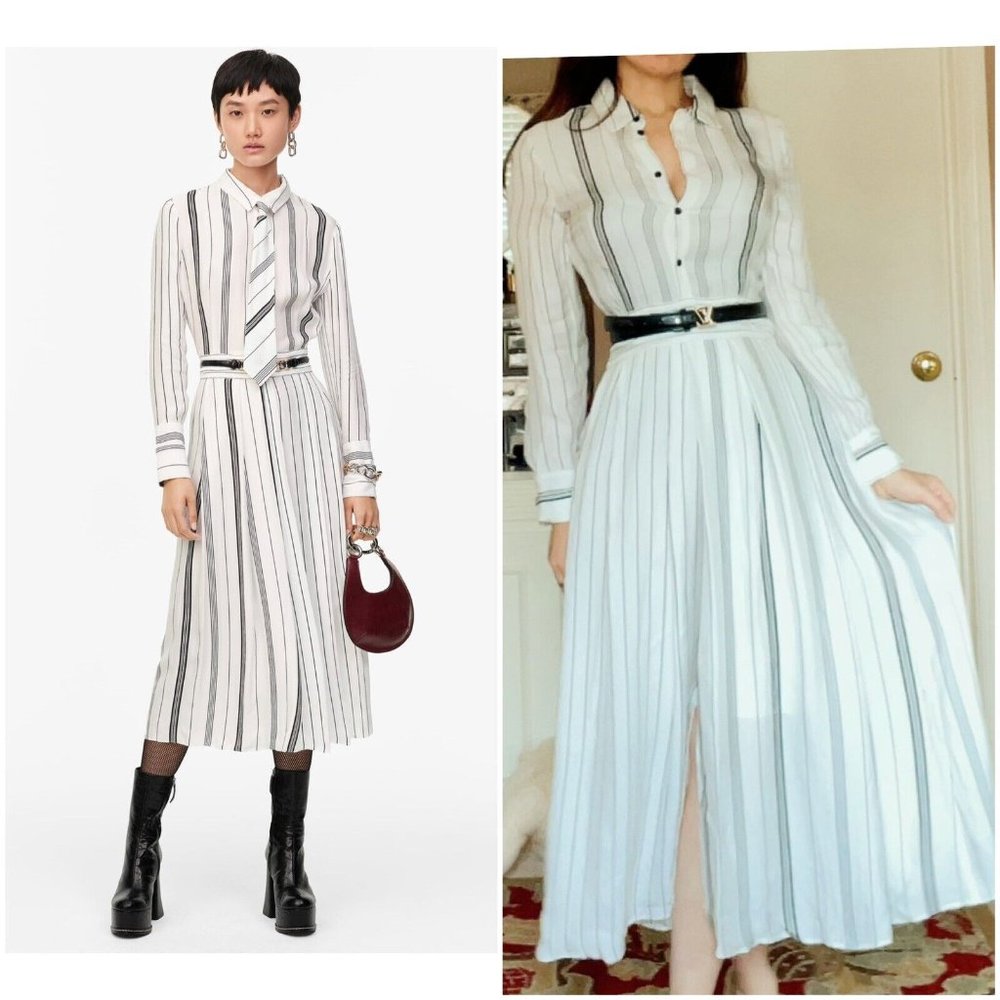 NWT ZARA AW20 Limited Edition Campaign Striped Dress White Black Size Medium